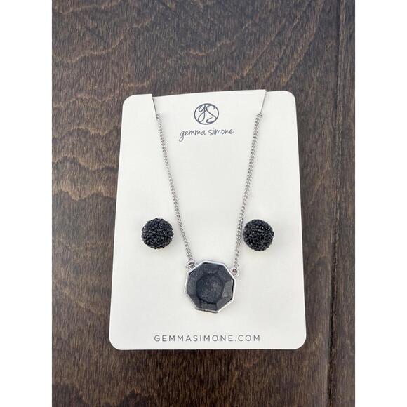 Gemma Simone Necklace & Earrings Set (Black) Brand New in Box!! - Picture 2 of 4